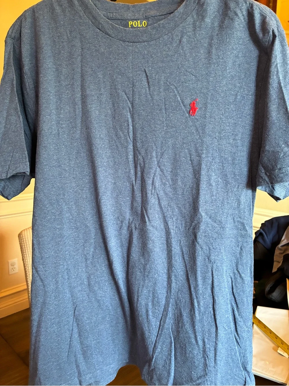 Ralph Lauren Heather Navy Short Sleeve Crew Tee with Red Pony